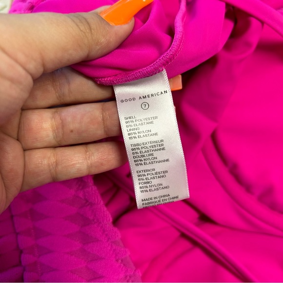 NWOT! GOOD AMERICAN Neon Pink Terry Cloth One Piece Swimsuit Size 7 (4X) - Picture 7 of 7